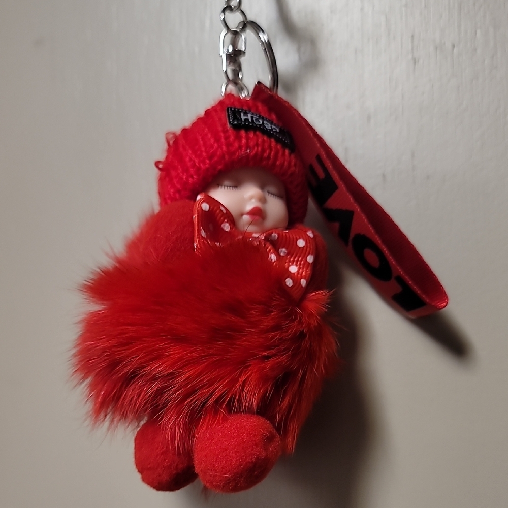 Red Plush Doll Keychain